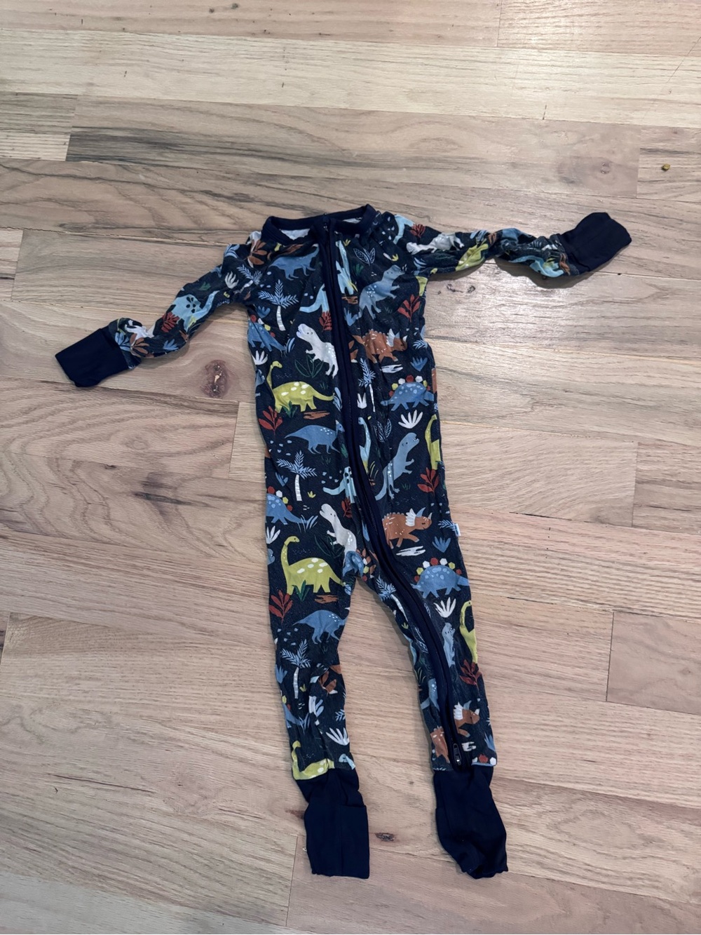 Little Sleepies Navy Dinosaur Print Footed One-Piece